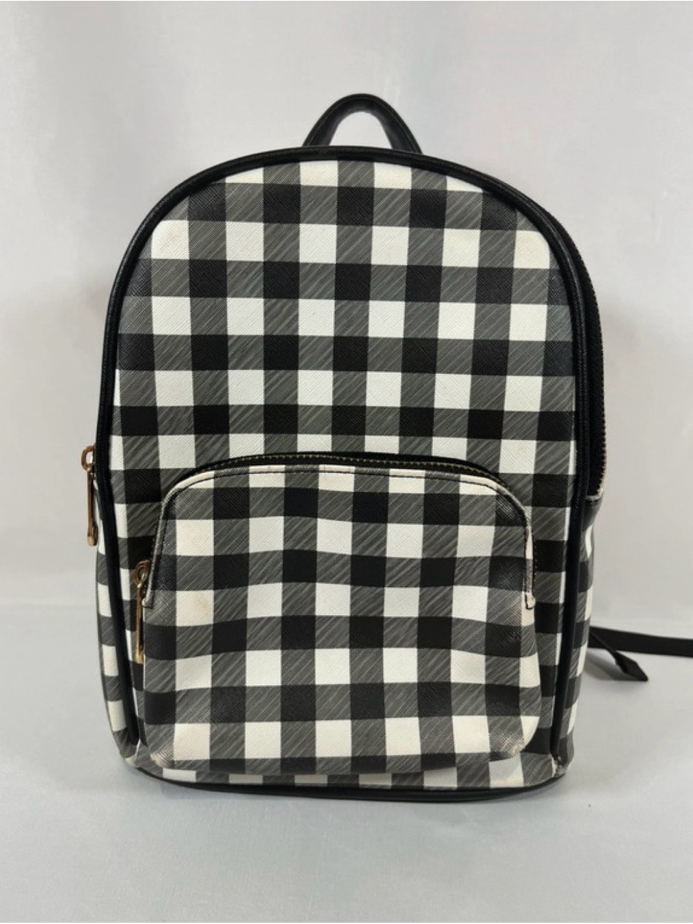 Claire's Black and White Gingham Mini Backpack